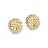 14k Yellow Gold Stud Earrings with Diamond, Floral Filigree Halo Design