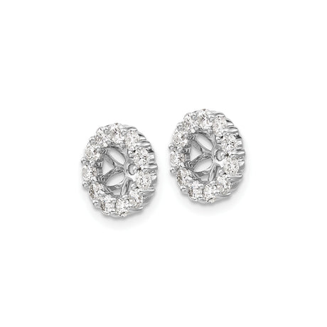 10k White Gold Diamond Floral Stud Earrings with Openwork Flower and Halo Design