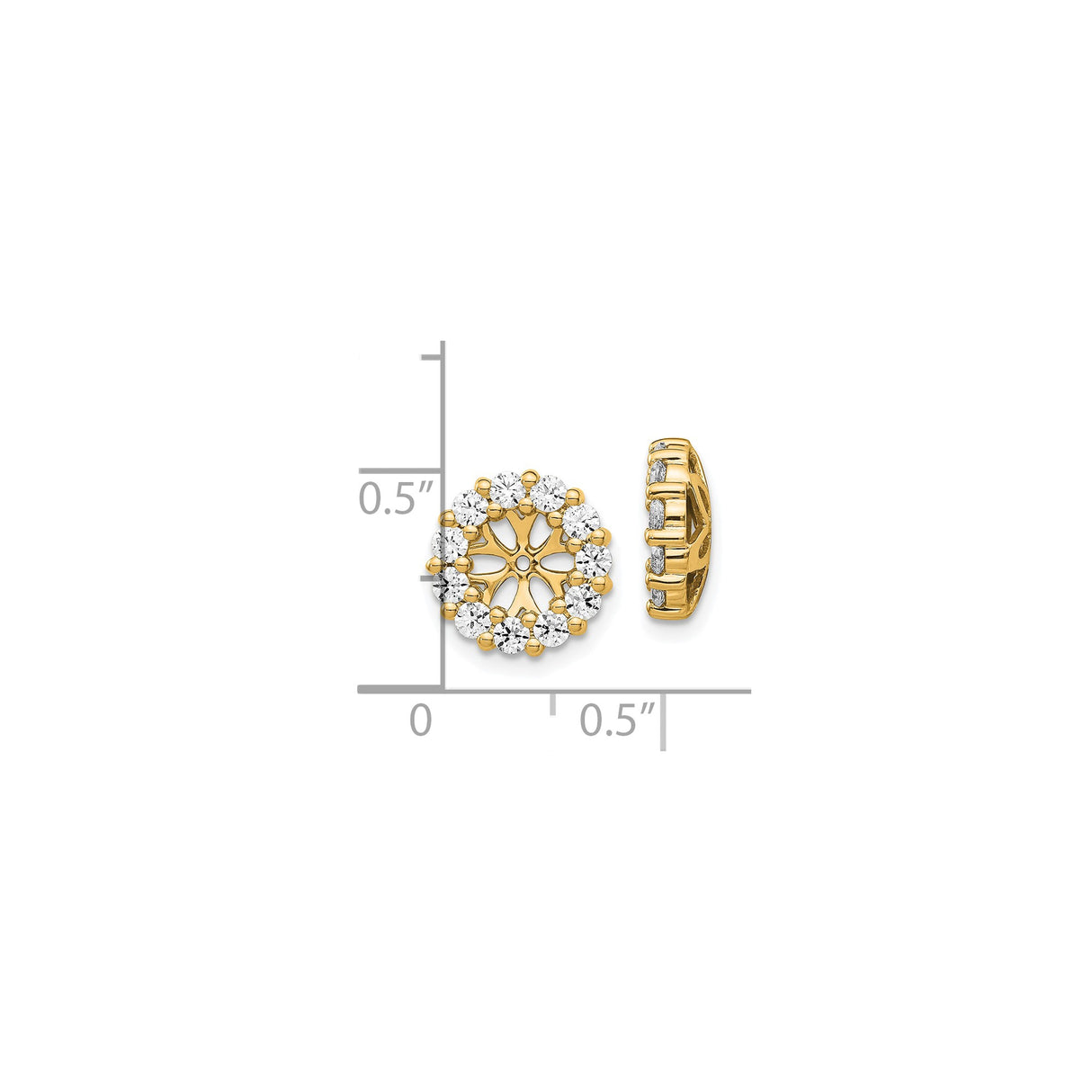 14k Yellow Gold Stud Earrings with Diamond Floral Openwork and Halo Design