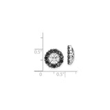 14k White Gold Earring Jackets with Black Diamond Halo and Floral Cutout Design