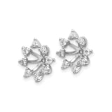 14k White Gold Earring Jackets with Diamond, Snowflake Starburst Design for Women