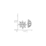 14k White Gold Earring Jackets with Diamond, Snowflake Starburst Design for Women