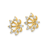 14k Yellow Gold Snowflake Stud Earrings with Diamond Accents and Starburst Design