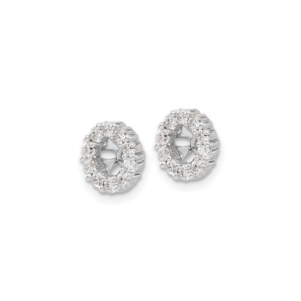 10k White Gold Earring Jackets with Diamond Floral Cluster Halo Design for Women