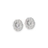 10k White Gold Earring Jackets with Diamond Floral Cluster Halo Design for Women