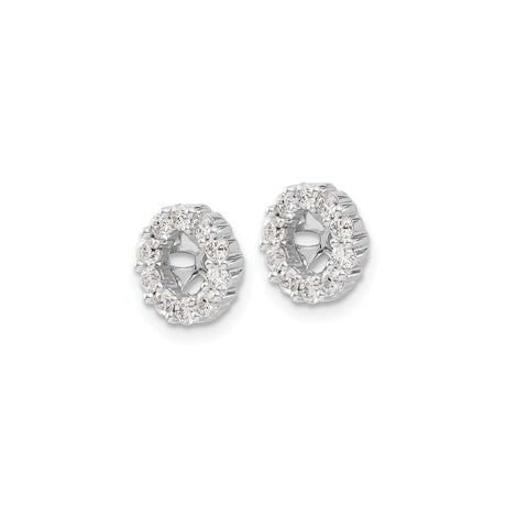 10k White Gold Earring Jackets with Diamond Floral Cluster Halo Design for Women