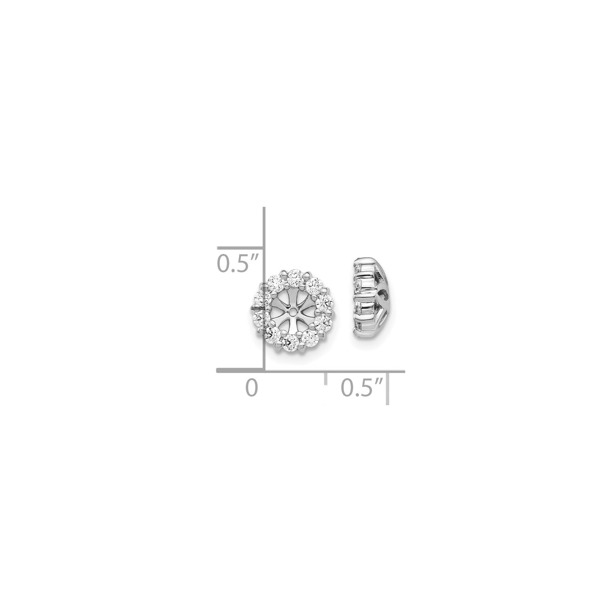 10k White Gold Earring Jackets with Diamond Floral Cluster Halo Design for Women