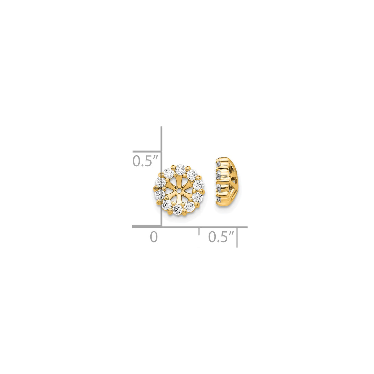 10k Yellow Gold Diamond Earring Jackets with Starburst Openwork and Round Halo Design