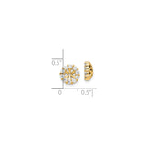 10k Yellow Gold Diamond Earring Jackets with Starburst Openwork and Round Halo Design