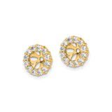 14k Yellow Gold Earring Jackets with Diamond, Floral Openwork and Halo Design for Women