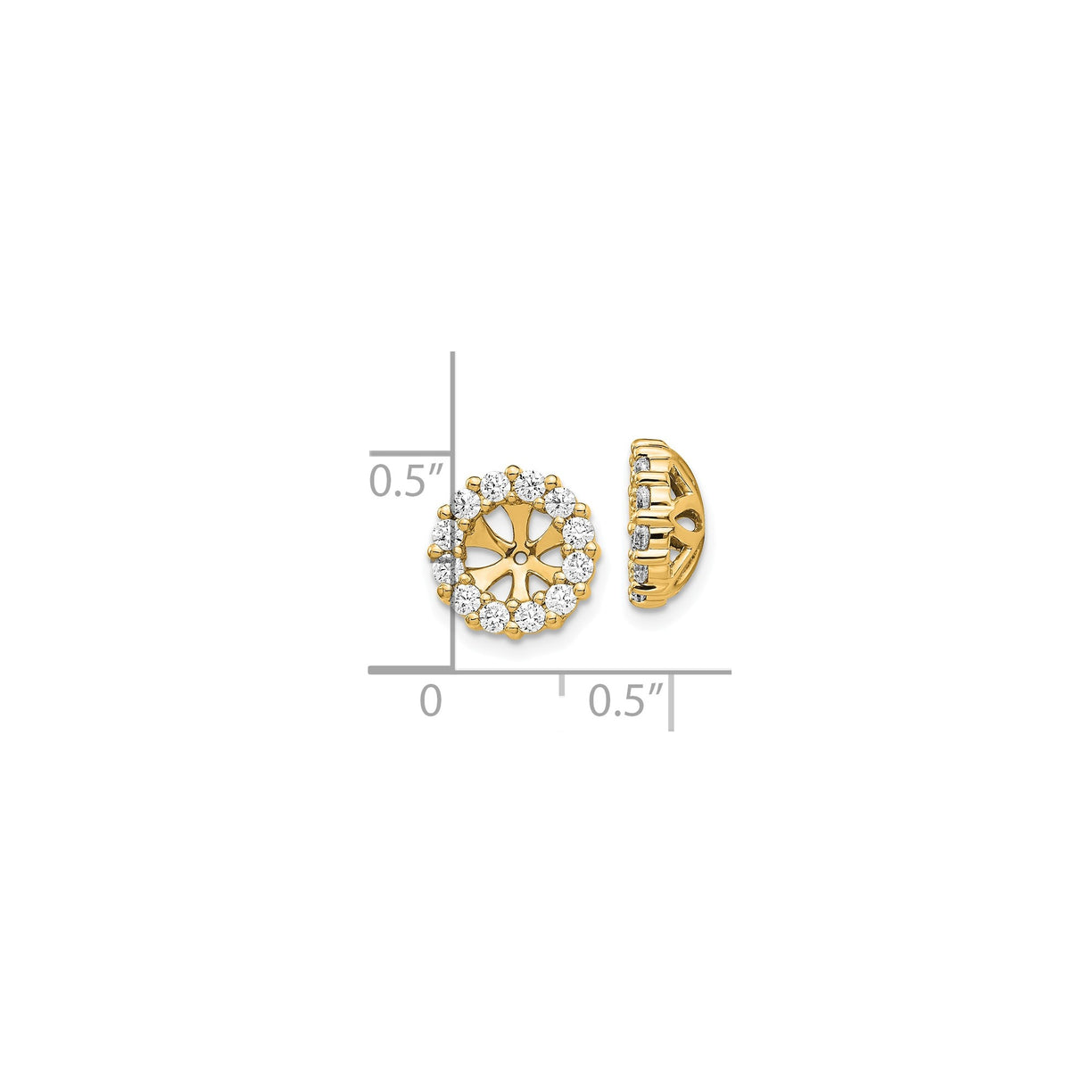 14k Yellow Gold Earring Jackets with Diamond, Floral Openwork and Halo Design for Women