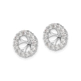10k White Gold Earring Jackets with Diamond, Floral Openwork Halo Sunburst Design