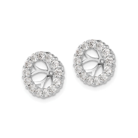 10k White Gold Earring Jackets with Diamond, Floral Openwork Halo Sunburst Design