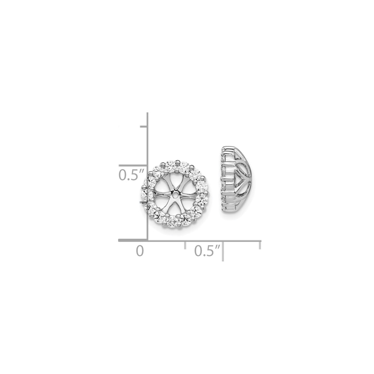10k White Gold Earring Jackets with Diamond, Floral Openwork Halo Sunburst Design