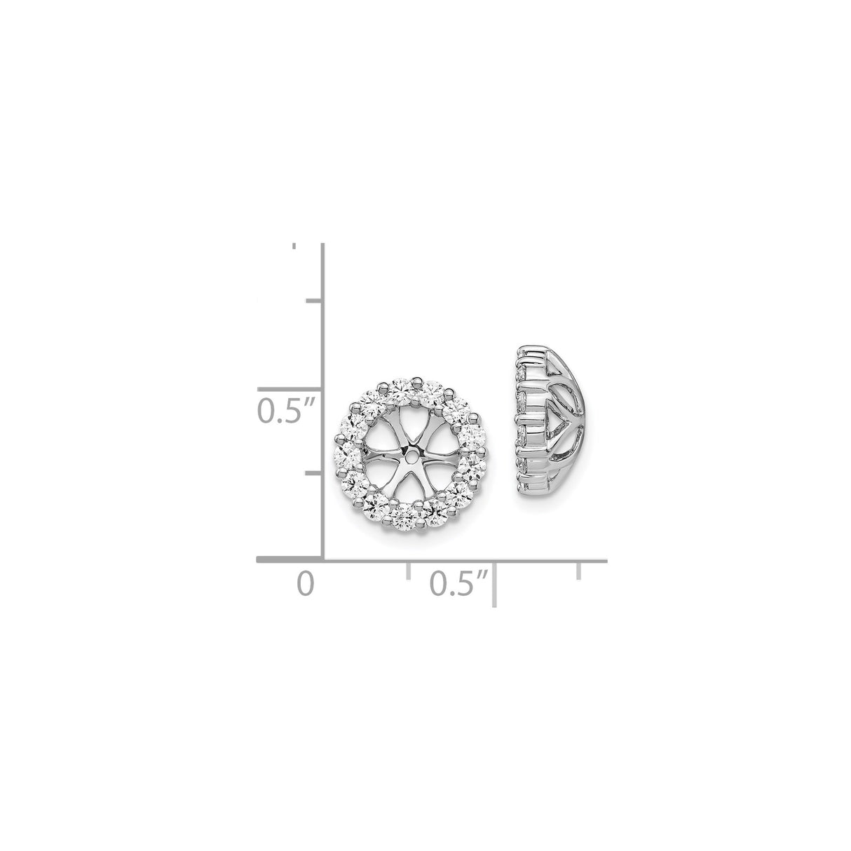14k White Gold Earring Jackets with Diamond Halo and Floral Cutout Design