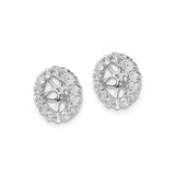 10k White Gold Diamond Earring Jackets, Floral Halo Stud Enhancers with Openwork Design