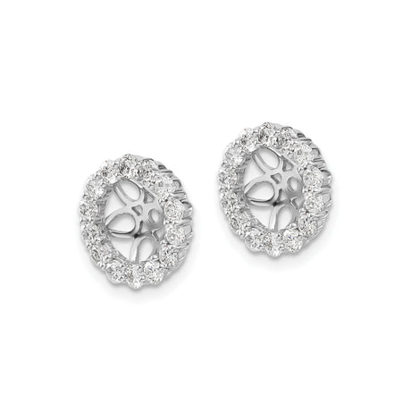 10k White Gold Diamond Earring Jackets, Floral Halo Stud Enhancers with Openwork Design