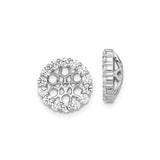 10k White Gold Diamond Earring Jackets, Floral Halo Stud Enhancers with Openwork Design