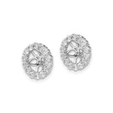 14k White Gold Diamond Earring Jackets, Round Halo with Floral Filigree Design