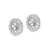 14k White Gold Earring Jackets with Diamond and Cubic Zirconia Halo, Floral Filigree Design