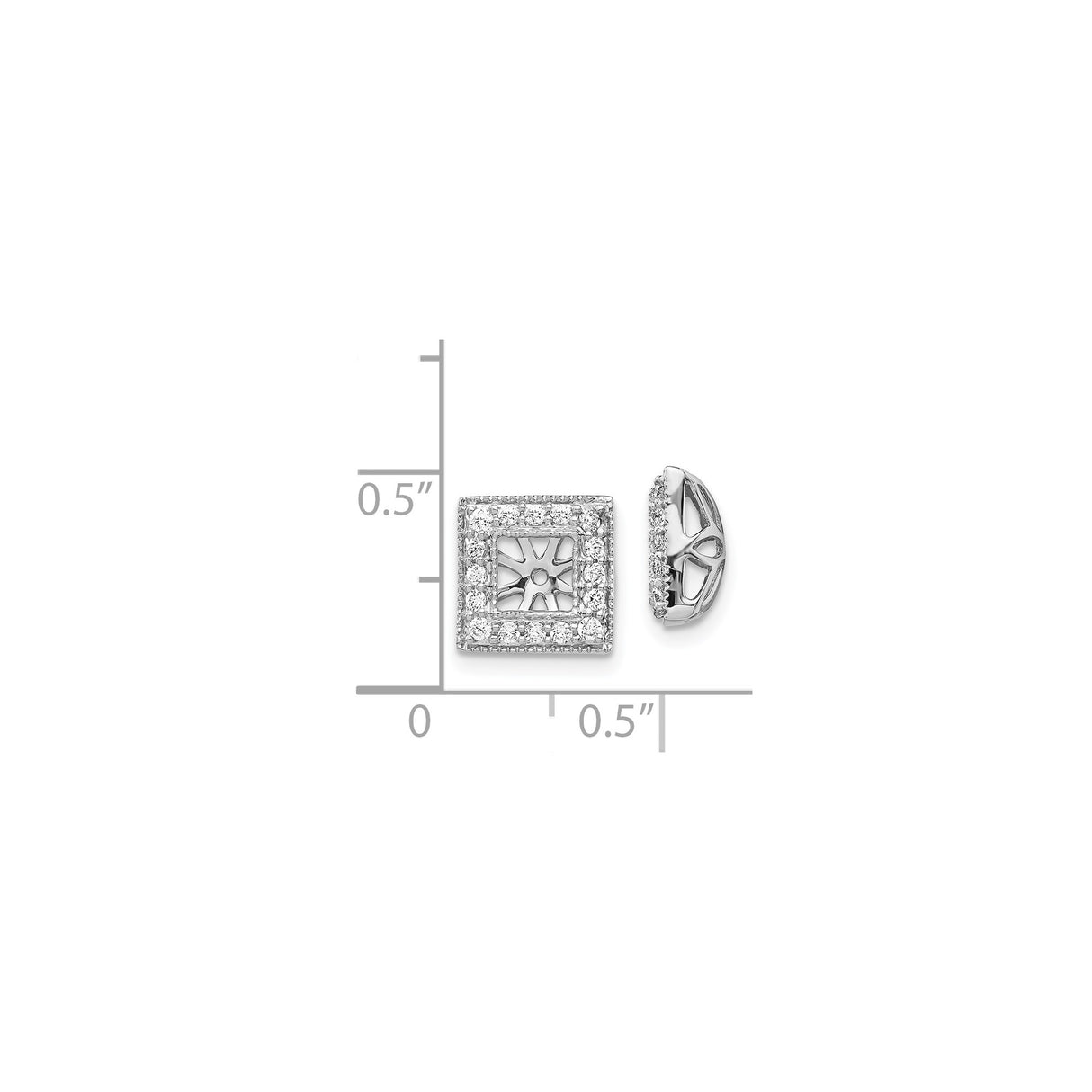 14k White Gold Earring Jackets with Diamond Accents and Open Sunburst Design for Women