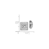 14k White Gold Earring Jackets with Diamond Accents, Square Halo Sunburst Design