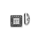 14k White Gold Pendant with Black Diamond, Sunburst Openwork and Sun Motif