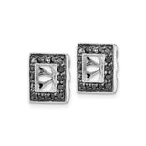 14k White Gold Square Slide Pendant with Black Diamond Border, Sunburst Cutout Design