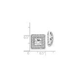 14k White Gold Square Earring Jackets with Diamond Cut Border and Sunburst Design