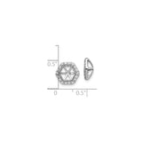 10k White Gold Earring Jackets with Diamond Hexagon Halo and Open Six-Spoke Design