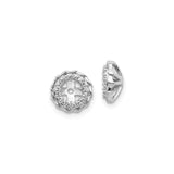 14k White Gold Earring Jackets, Diamond Halo with Scalloped Edge and Cross-Inspired Open Center