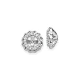 14k White Gold Earring Jackets with Diamond Halo, Scalloped Floral Design