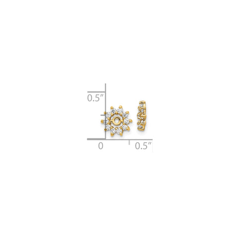 10k Yellow Gold Earring Jackets with Cubic Zirconia, Sunburst Design, Stud Enhancers for Women