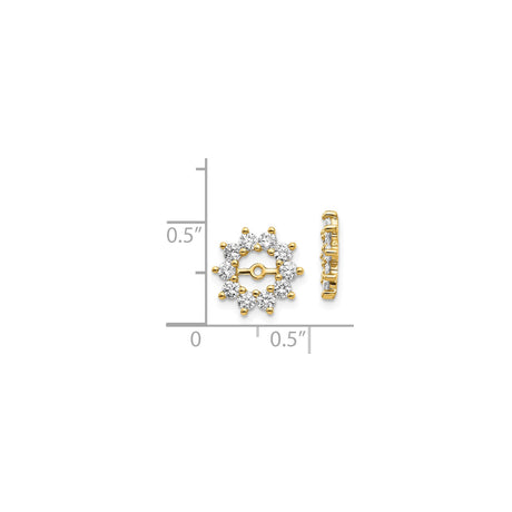 14k Yellow Gold Earring Jackets with Diamond, Circular Floral Starburst Design