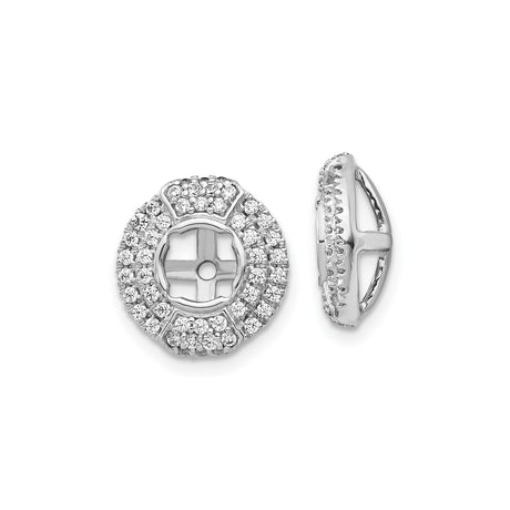 14k White Gold Pendant Enhancer with Diamond Halo, Cross Setting, Round Religious Design