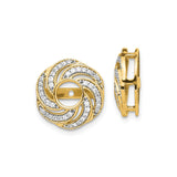 14k Yellow Gold Earring Jackets, Diamond Accents, Openwork Floral Swirl Design Enhancers