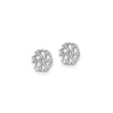 14k White Gold Earring Jackets with Diamond Accents, Flower Shaped Openwork Stud Enhancers