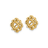 14k Yellow Gold Stud Earrings with Diamond Accents, Floral Lace Filigree Mandala Design