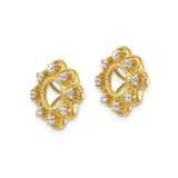 14k Yellow Gold Clip-On Earrings with Diamond, Floral Filigree Mandala Design