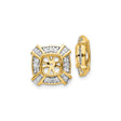 14k Yellow Gold Earring Jackets with Diamond Accents, Square Halo Design for Women