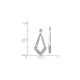 14k White Gold Pendant with Diamond Accents, Open V Shape, Modern Minimalist Design
