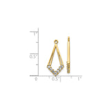 14k Yellow Gold Pendant with Diamond, Geometric V Shape Open Frame Design for Women