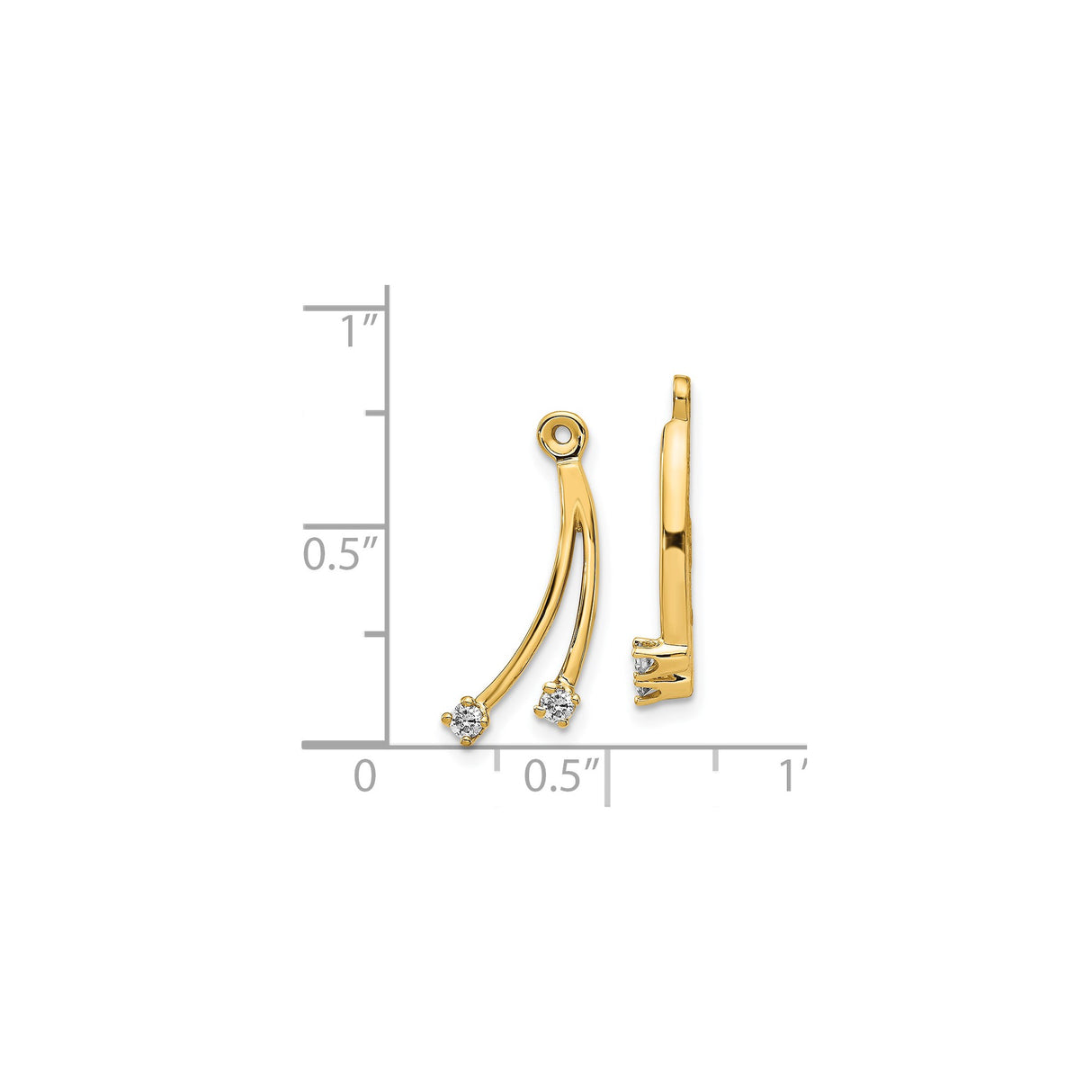 14k Yellow Gold Dangle Drop Earring Jackets with Diamond and Cubic Zirconia Accents, Dual Line Design