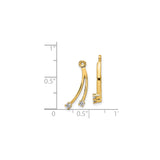 14k Yellow Gold Dangle Drop Earring Jackets with Diamond and Cubic Zirconia Accents, Dual Line Design