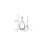 10k White Gold Teardrop Pendant with Round Cut Diamonds, Open Minimalist Design