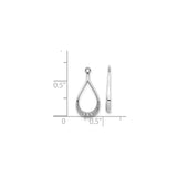 14k White Gold Teardrop Pendant with Diamond Accent, Open Minimalist Design for Women