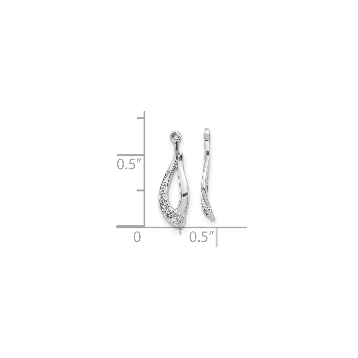 10k White Gold Pendant with Abstract Teardrop Design and Accent Diamonds for Women