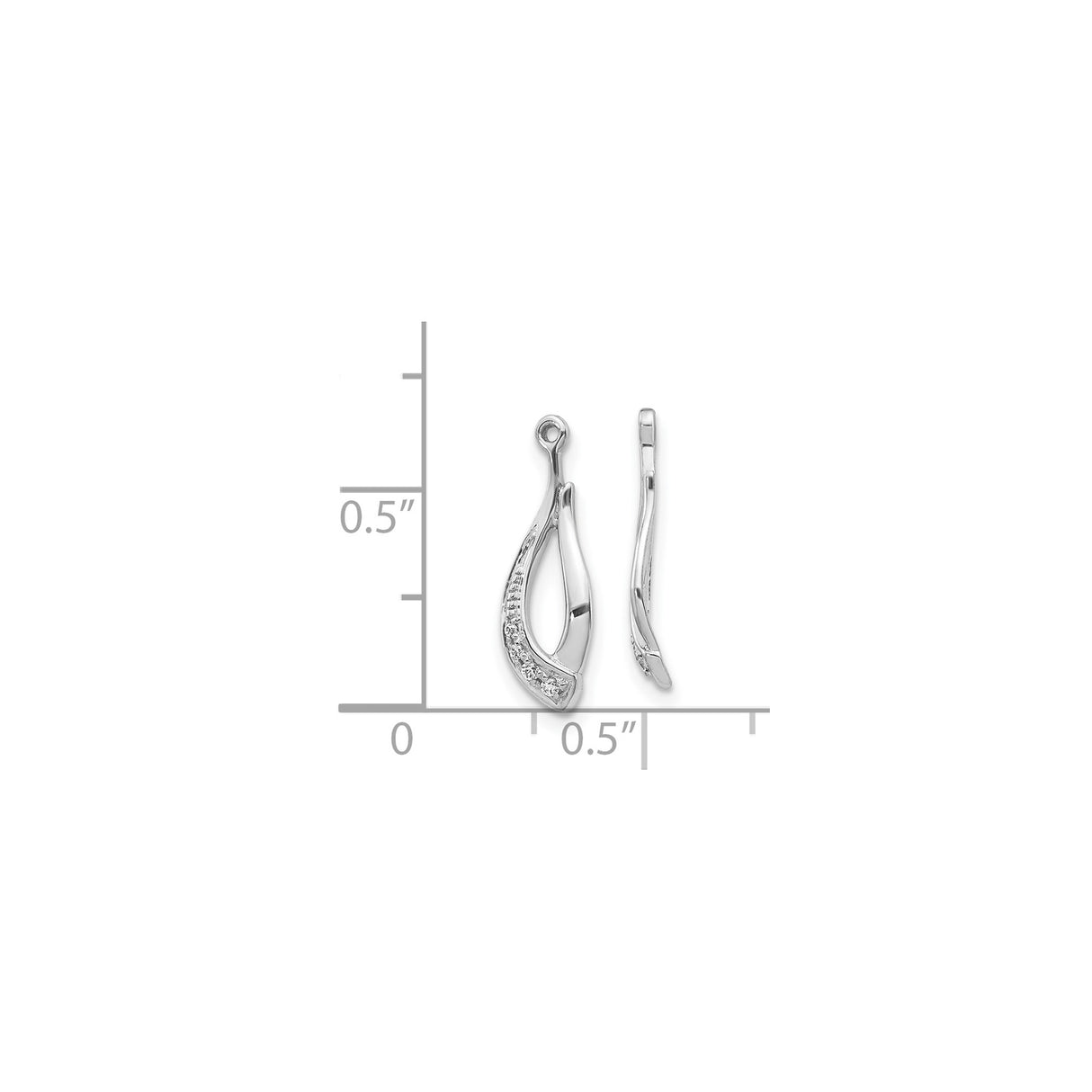 14k White Gold Twist Pendant with Round Cut Diamonds, Modern Minimalist Design for Women