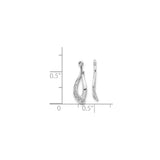 14k White Gold Twist Pendant with Round Cut Diamonds, Modern Minimalist Design for Women