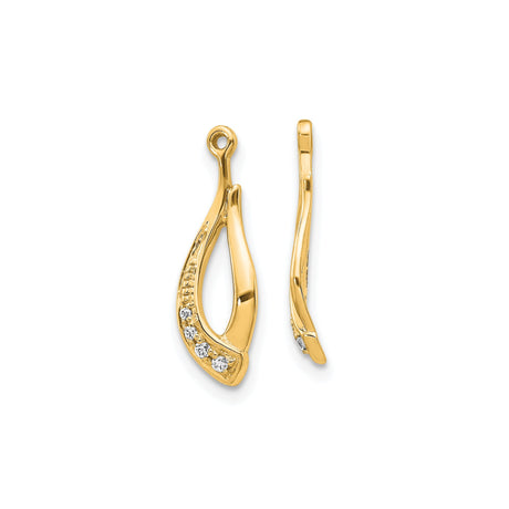 14k Yellow Gold Wishbone Pendant with Diamond Accents, Sleek Curved Design for Women